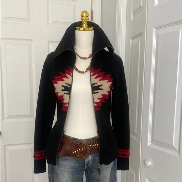 LRL Lauren Jeans Co. Lambs Wool Zip-Up Sweater - Picture 5 of 7